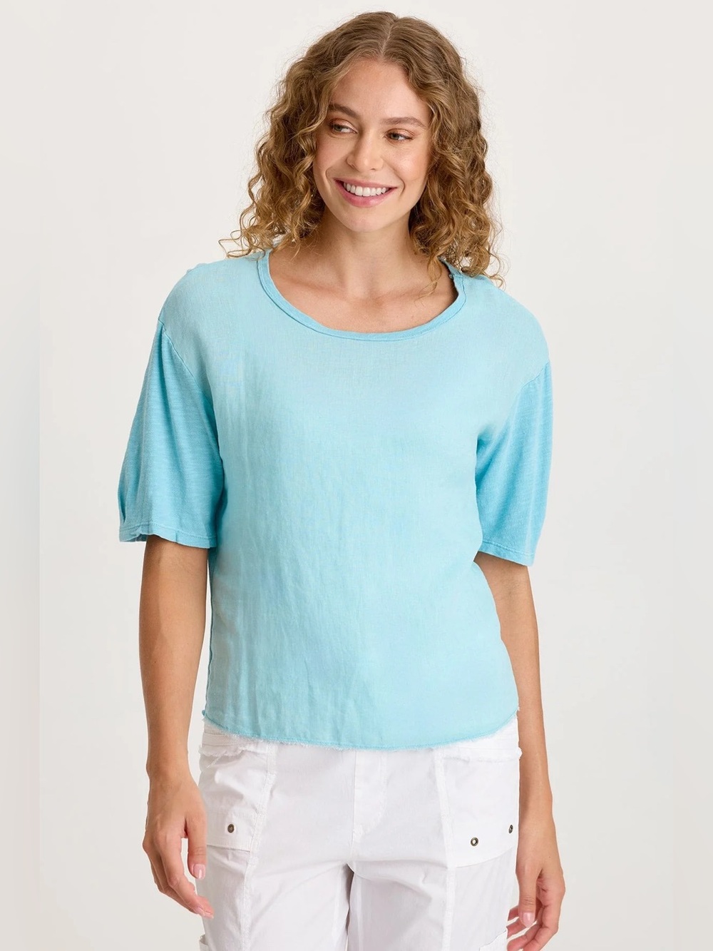 XCVI
ESTI LINEN SHORT SLEEVE TEE
 In Mermaid Tail Pigment